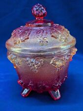 Vintage Jeannette Glass Amberina Candy Dish With Lid picture