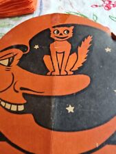 Vintage Antique Halloween Die Cut Party Hat Luhrs, Cat Moon, W/ Cat JOL Napkins picture