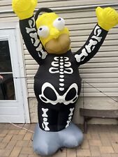 2003 Gemmy Homer Simpson Skeleton Lighted Halloween AirBlown Inflatable 8 Ft Tal picture