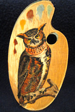 c1880s LAVINE /DIE CUT OWL & PALETTE  Hartford CT Antique Victorian Trade Card picture