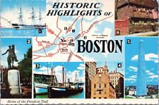 Postcard Map Massachusetts - Historic Highlights of Boston - map and pictures picture