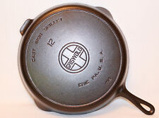 Nice 719 GRISWOLD Large Block No. 12 CAST IRON SKILLET ERIE PA USA w/ Heat Ring picture