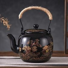 Traditional Japanese Tea Pot Black Porcelain Chinese Teapot with Stainless In... picture