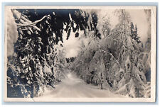Suomi Finland Postcard Scene of Winter Snow in Trees 1927 Vintage RPPC Photo picture