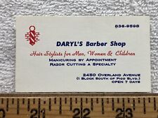 Vintage Business Card Daryl's Barber Shop San Diego ? Los Angeles ? picture