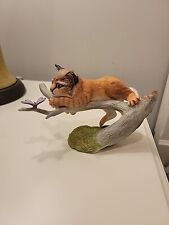 Captivated The Franklin Mint 1985 F Porcelain Sculpture Bob Cat & Butterfly picture