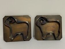 2 Vintage Pfaltzgraff Village Solid Copper Cookie Cutters Ram Made In USA picture
