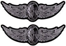 FLYING WHEEL SHIELD BIKER EMBROIDERED PATCH ||2PC iron on or Sew on  5