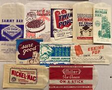 Vintage Mixed Lot of 10 Colorful Ice Cream Bags, Twin Pops, Polar Bear 
