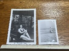 2 Vintage Photographs Bathing suits Day at the Beach Early Surfboard 1939 C1 picture