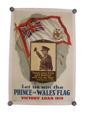 Original WWI Prince of Wales Flag Poster 35”x23” picture
