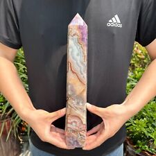 4.7LB 13.9''Natural Amethyst Agate Obelisk Crystal Point Tower Energy Healing J4 picture