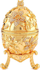 QIFU Faberge Egg: Extra Large 7”, Hand Painted Enameled Decorative Hinged Jewelr picture