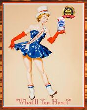 Pabst Blue Ribbon - Miss American - What'll You Have - Rare - Metal Sign 11 x 14 picture