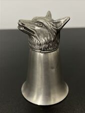 Vintage Pewter Fox / Wolf Head Stirrup Cup Jigger Shot Glass picture