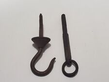 Lot of 2 Antique Cast Iron Oil Kerosene Lamp Hook & Loop / Ring Hand Forged picture