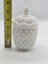 Vintage Fenton Hobnail Milk Glass Jar With Lid Medium Candy Cookie Jar picture
