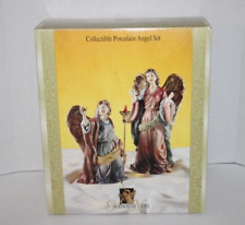 Grandeur Noel Hand Painted Porcelain Angel Set of 2 Collector's Edition NEW picture