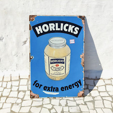 1930s Vintage Horlicks Food Drink Advertising Enamel Sign Board England EB559 picture