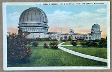YERKE'S OBSERVATORY, WILLIAMS BAY ON LAKE GENEVA, WISCONSIN WI Vintage Postcard picture