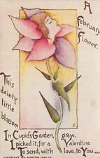 Fantasy Postcard Face in February Flower Cupids Garden Valentine Sandford picture