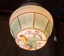 Antique Ceiling Light Parrot Glass Shade Bird Porcelain Fixture Rewired USA #B3 picture
