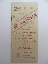 RARE Antique 1893 Bicycle 2nd Annual Road Race, Belle Isle, Detroit Cycle Club picture