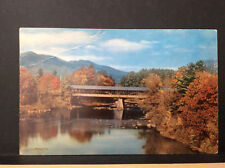 West Central Vermont Covered Bridge Autum Day Fall LEaves Vtg Postcard Unposted picture