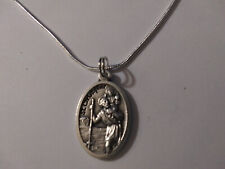 St Christopher Medal Pendant 925 Sterling silver chain Necklace Prayer card picture