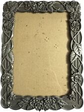 Pewter Ornate Filigree Rose Free Standing Picture Photo Frame. 6 1/2” X 4 1/2”. picture