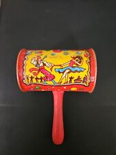 Vintage  Kirchhof Tin Lithograph Party Dancers Noisemaker Wooden Handle 1950's picture