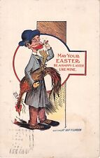 1911 Comic Easter PC-P. Gordon-Man With Big Lips Smokes Cigar & Carries Chicken picture