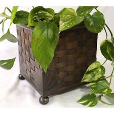 Decorative Woven Copper Plant Container Pot Hecho En Mexico Artisan Made *READ* picture