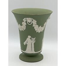 Vintage Green Wedgewood Grecian Vase Jasperware England picture
