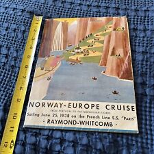 1938 LARGE FOLD OUT Deck PLAN SS Paris FRENCH LINE COLOR CODED With Rates Map picture