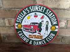 VINTAGE 1957 SUNSET CASINO & DANCE CLUB PORCELAIN GAS STATION PUMP SIGN 12