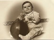 Vintage Photo Young Boy Baby Child Football picture