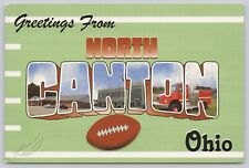 Postcard North Canton Ohio Large Letter Greetings with Football picture