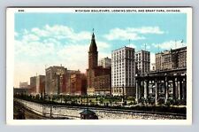 Chicago IL-Illinois, Michigan Boulevard Looking South, Antique Vintage Postcard picture