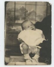 Vintage Photobooth Beautiful Baby Infant In Moms Arms Baptism Dress Asleep 1940s picture