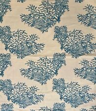 RATTI Large Scale Coral printed linen blue hand blocked new 4+ yards picture