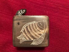 Native American Soapstone Surprise Box With Snake - Fish And Leaf Carving-signed picture