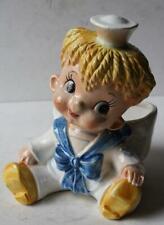 Sailor Figurine Blonde Boy Raggedy Navy Sailor Ceramic Hand Painted Planter Vase picture