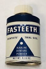 Vintage Fasteeth Alkaline Denture Powder Dentists’ Trial Size Tin 0.16oz picture