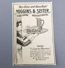 Antique 1898 Paper Print Ad Higgins & Seiter New York Fine China Advertising picture