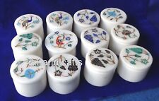 Set of 12 Pieces Marble Trinket Box Grapes Art Inlay Work Small Jewelry Box 2.5