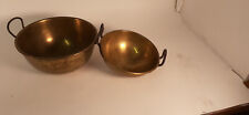 Pair of Handmade Brass Mixing Bowls with Forged Iron Handles, Probably Turkish, picture