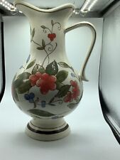Vintage Mid Century Ceramic Wall Pocket Vase Planter, Floral Pitcher 12” Tall picture