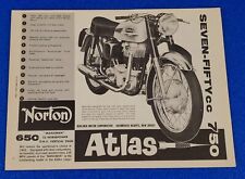 1962 NORTON CLASSIC MANXMAN 650 & ATLAS 750 MOTORCYCLE ORIGINAL B/W PRINT AD picture