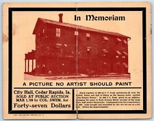 Cedar Rapids Iowa IA Postcard City Hall Building In Memoriam c1910's Antique picture